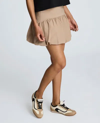Kenneth Cole Pull-on Bubble Hem Mini Skirt In Brown