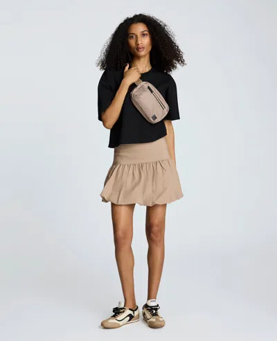 Kenneth Cole Pull-on Bubble Hem Mini Skirt In Brown