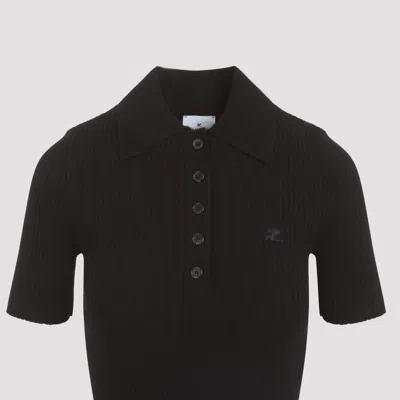 Courrèges Courreges Black Viscose Blend Polo Shirt Women In Black