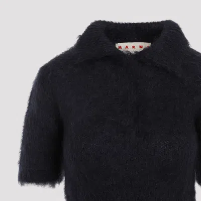 Marni Fuzzy Short Sleeve Sweater In Black