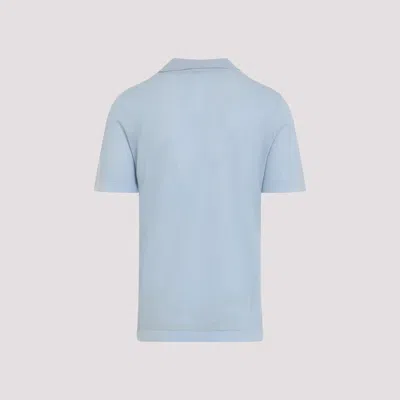 Kiton Cotton Polo Shirt Perforated Fabric In Blue