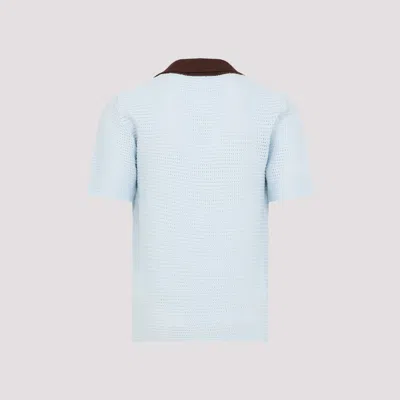 Jil Sander Textured Deep V-neck T-shirt In Blue