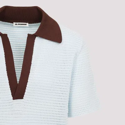 Jil Sander Textured Deep V-neck T-shirt In Blue