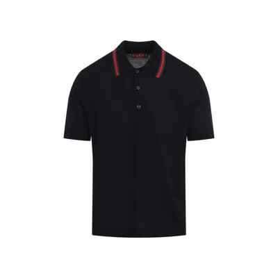 Gucci Mens Ink Green Red Brand-trim Regular-fit Wool Sweatshirt