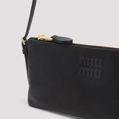 Miu Miu Adjustable Leather Handle Pouch In Black