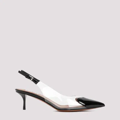 Alaïa Le Coeur Black Patent Leather High Slingback In Animal Print