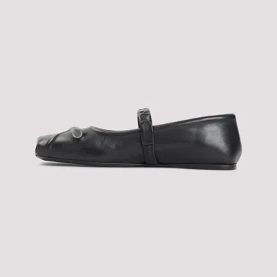 Marni Black Ballerinas With Embossed Bow Detail On The Front In Leather Woman