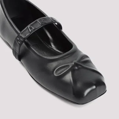 Marni Black Ballerinas With Embossed Bow Detail On The Front In Leather Woman