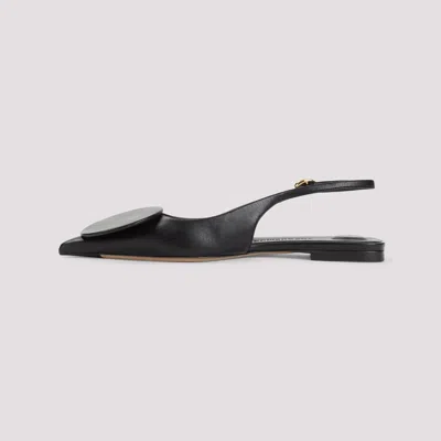 Jacquemus Duelo Slingback Leather Flats In Black
