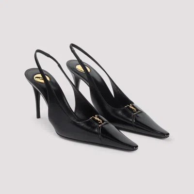 Saint Laurent Babylone Breteuil Open Back Pump In Smooth Leather