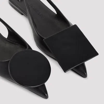 Jacquemus Duelo Slingback Leather Flats In Black