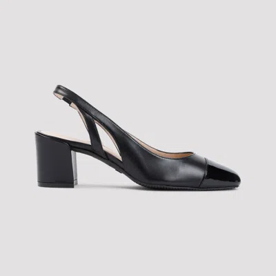 Stuart Weitzman 'sleek' Black Slingback Pumps With Block Heel
