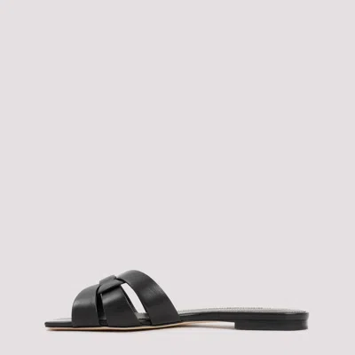 Saint Laurent Paris Women Tribute Mules In Smooth Leather In Black