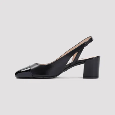 Stuart Weitzman 'sleek' Black Slingback Pumps With Block Heel