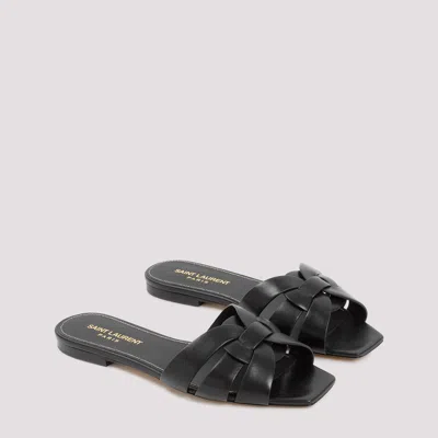 Saint Laurent Paris Women Tribute Mules In Smooth Leather In Black