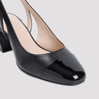 Stuart Weitzman 'sleek' Black Slingback Pumps With Block Heel