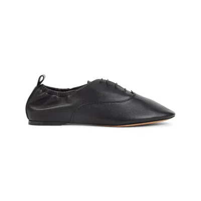 Lanvin Pointed-toe Leather Flats With Gathered Elastic Collar