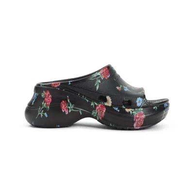 Balenciaga Floral Pattern Rubber Pool Slide Sandals