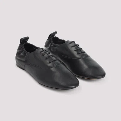 Lanvin Pointed-toe Leather Flats With Gathered Elastic Collar