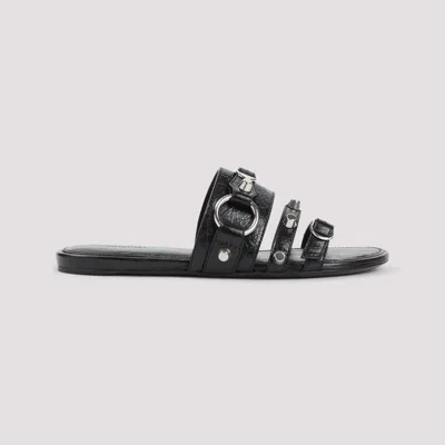 Balenciaga City Nappa Leather Flat Slides In Black