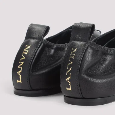 Lanvin Pointed-toe Leather Flats With Gathered Elastic Collar