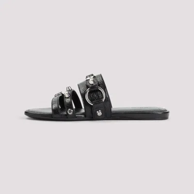 Balenciaga City Nappa Leather Flat Slides In Black