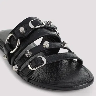 Balenciaga City Nappa Leather Flat Slides In Black