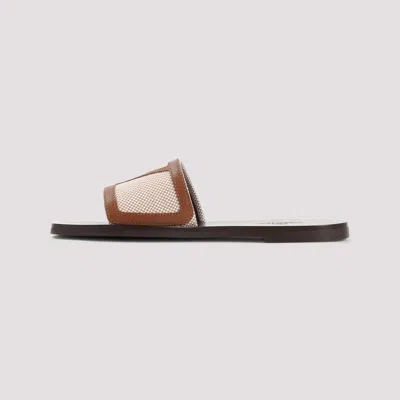 Valentino Garavani Viva Superstar Slide Sandal In Canvas Fabric And Nappa Leather
