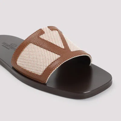 Valentino Garavani Viva Superstar Slide Sandal In Canvas Fabric And Nappa Leather