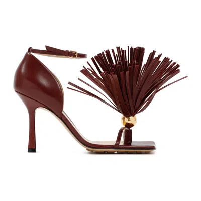 Bottega Veneta Maroon Leather Stretch Strap Heels