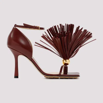 Bottega Veneta Maroon Leather Stretch Strap Heels