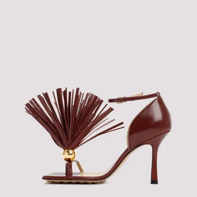 Bottega Veneta Maroon Leather Stretch Strap Heels
