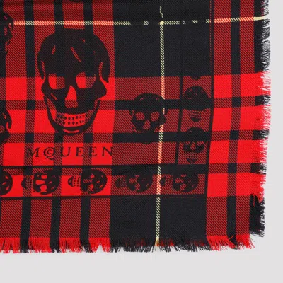 Alexander Mcqueen Skull Pattern Wool Scarf With Finish And Generous Dimensions