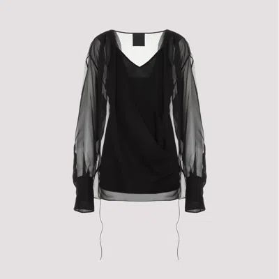 Givenchy Silk Shirt With V-neckline And Draped Lace-up Details