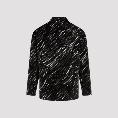 Marni Flocked Denim Oversized Shirt With Crayon Print In Black