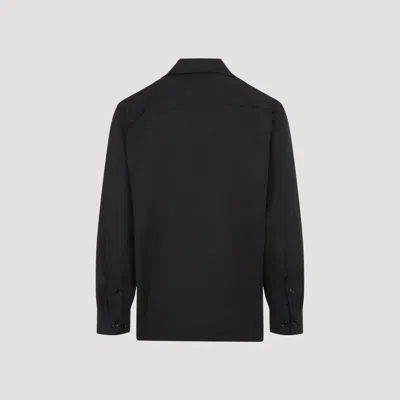 Dries Van Noten Cornish Black Tech Fabric Shirt With Pointed Collar