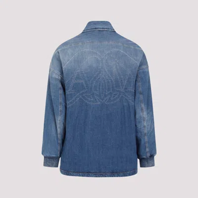 Alexander Mcqueen Quilted Denim Shirt Chest Pockets In Blue