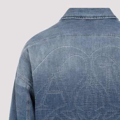 Alexander Mcqueen Quilted Denim Shirt Chest Pockets In Blue
