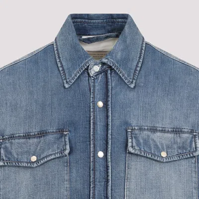 Alexander Mcqueen Quilted Denim Shirt Chest Pockets In Blue
