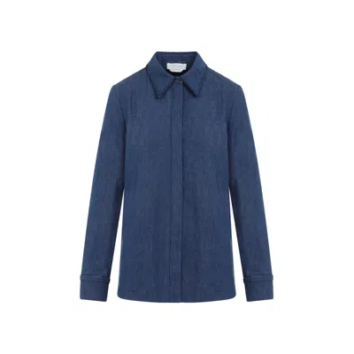Gabriela Hearst Denim Blue Recycled Cotton Cruz Shirt In Multi