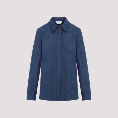 Gabriela Hearst Denim Blue Recycled Cotton Cruz Shirt In Multi