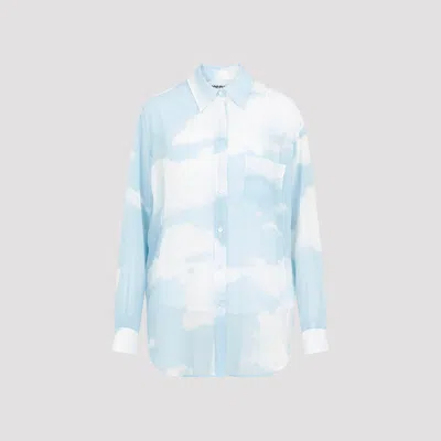 Moschino Blue Silk Long-sleeved Shirt