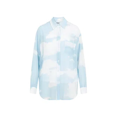 Moschino Blue Silk Long-sleeved Shirt