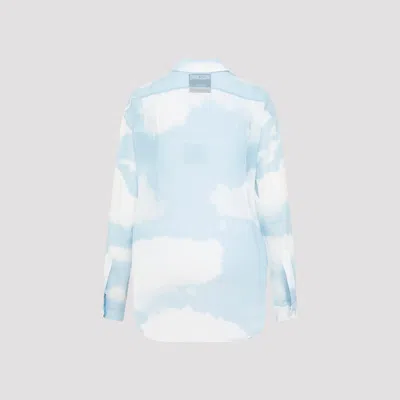 Moschino Blue Silk Long-sleeved Shirt