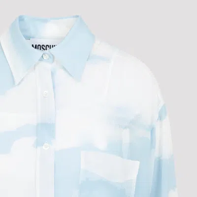 Moschino Blue Silk Long-sleeved Shirt