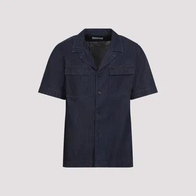 Dries Van Noten Short-sleeved Blue Shirt With Classic Collar
