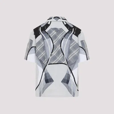 Craig Green Patchwork Blue Cotton Shirt With Bowling Collar
