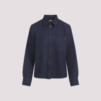 Bottega Veneta Wool Drill Shirt With Yellow Stitching