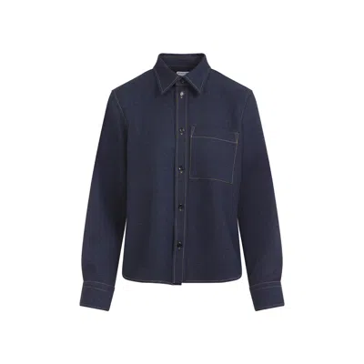 Bottega Veneta Wool Drill Shirt With Yellow Stitching