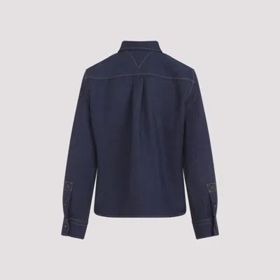 Bottega Veneta Wool Drill Shirt With Yellow Stitching